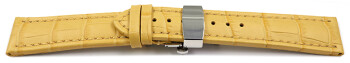Bracelet montre échange rapide déployante papillon cuir jaune TiT 18mm 20mm 22mm 24mm 26mm 28mm