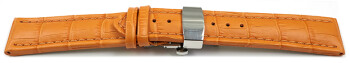 XL Bracelet montre échange rapide déployante papillon cuir grain croco orange TiT 18mm 20mm 22mm 24mm 26mm 28mm