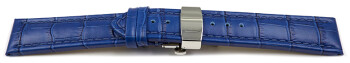XL Bracelet montre échange rapide déployante papillon cuir grain croco bleu TiT 18mm 20mm 22mm 24mm 26mm 28mm