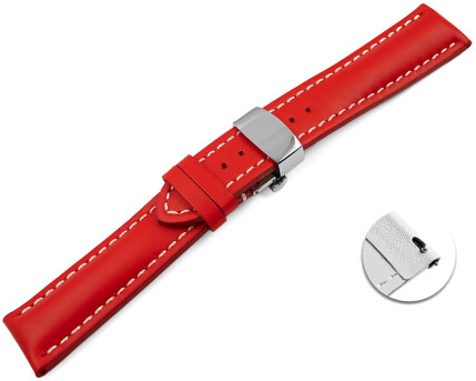 Bracelet montre échange rapide déployante papillon veau lisse rouge 18mm 20mm 22mm 24mm