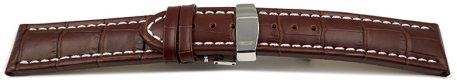 Bracelet de montre - cuir de veau - grain croco - marron - XXL