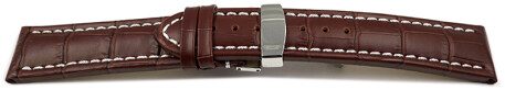 Bracelet de montre - cuir de veau - grain croco - marron - XL