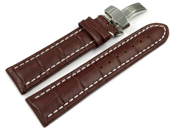 Bracelet de montre - cuir de veau - grain croco - marron...