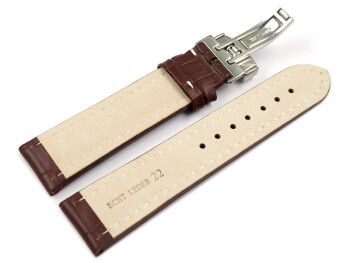 Bracelet de montre - cuir de veau - grain croco - marron...