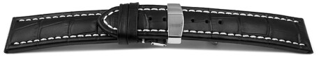 Bracelet de montre - cuir de veau - grain croco - noir - XL
