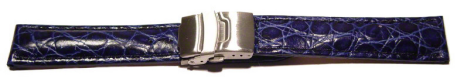 Bracelet montre  dployante - African - cuir de veau - bleu