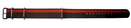 Bracelet de montre NATO-en nylon-résistant-rayé rouge/noir