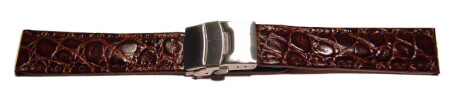 Bracelet-montre à déployante-African-cuir de veau-marron foncé