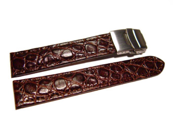 Bracelet-montre à déployante-African-cuir de veau-marron foncé