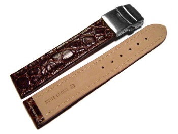 Bracelet-montre à déployante-African-cuir de veau-marron foncé