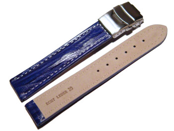 Bracelet de montre - Deployante - Bark - cuir de veau - bleu