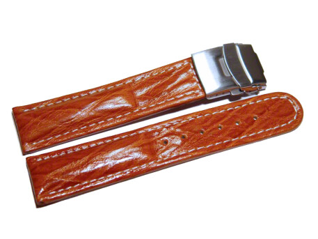 Bracelet de montre - Deployante - Bark - cuir de veau - marron clair