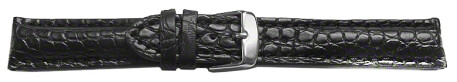 Bracelet de montre en alligator - rembourrage épais - noir