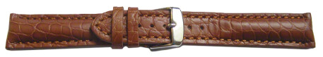 Bracelet de montre en alligator - rembourrage épais - cognac