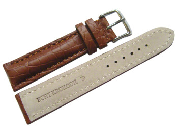 Bracelet de montre en alligator - rembourrage épais - cognac