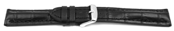 Bracelet de montre rembourrage épais grain croco noir TiT 18mm 20mm 22mm 24mm