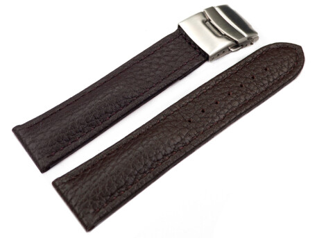 Bracelet de montre - cuir de veau grainé - marron foncé