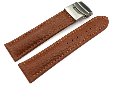Bracelet de montre - cuir de veau grainé - marron...