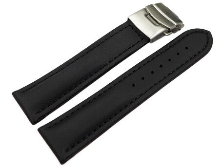 Bracelet de montre - cuir de veau lisse - noir