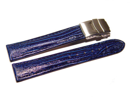 Bracelet de montre - cuir de veau véritable - téju - bleu