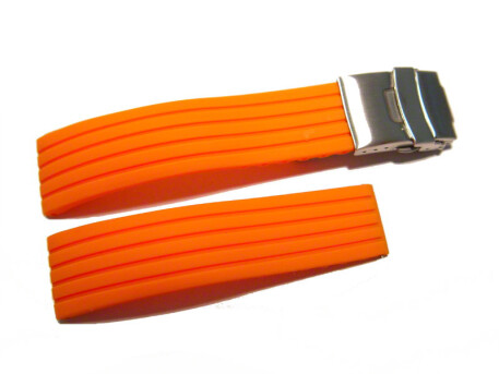 Bracelet-montre à déployante - silicone - Modèle Stripes -orange