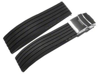 Bracelet-montre à déployante - silicone - Modèle Stripes - noir